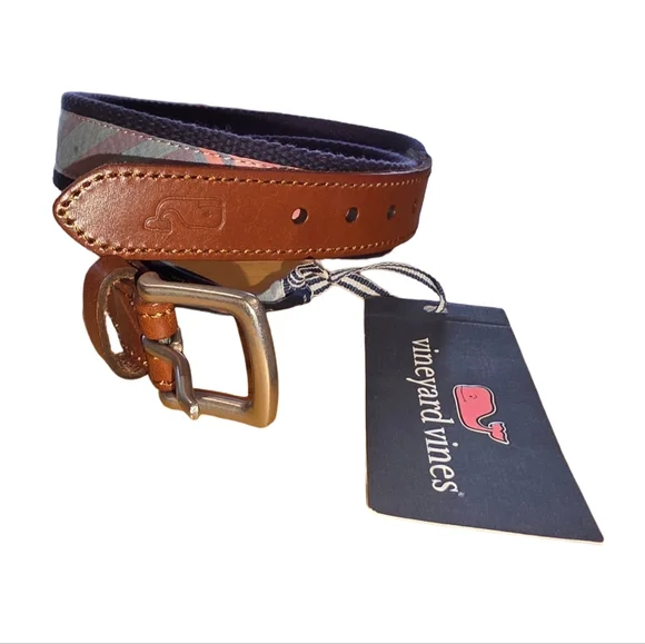 Vineyard Vines MADRAS PLAID CANVAS CLUB COLOR: CAYMAN PLAID 39 SIZE:L Belt New - Picture 7 of 9